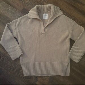 Abercrombie & Fitch Ribbed Collared Pullover Sweater - Beige - Size Small